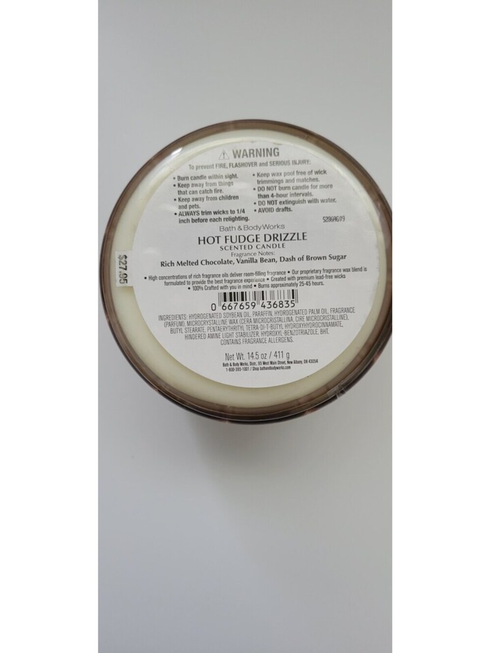 Bath & Body Works Hot Fudge Drizzle Scented Soy Wax Candle 14.5oz - Picture 3 of 4